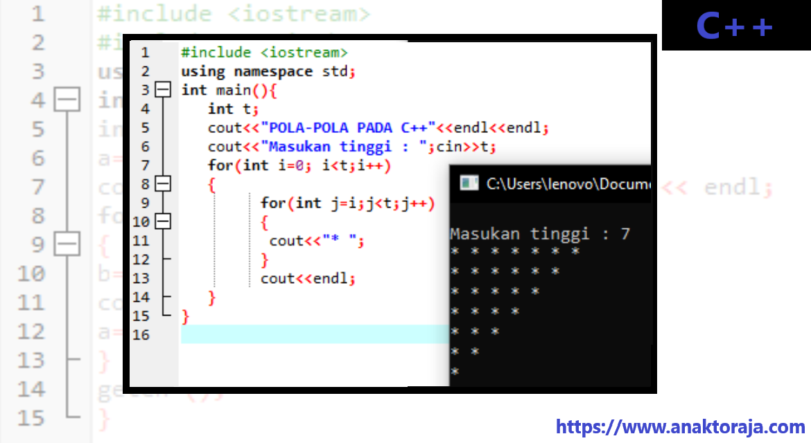 Contoh Program Perulangan For Pola C++