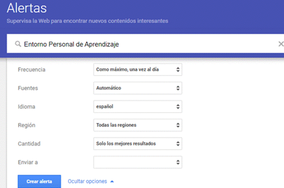 Google Alertas es una buena herramienta para tu Entorno Personal de Aprendizaje