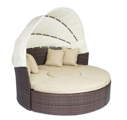 Outdoor Patio Sofa Furniture Round Retractable Canopy Daybed Brown Wicker Rattan, Circular Outdoor Daybeds, Daybeds, Outdoor Daybeds, Outdoor Daybeds With Canopy, Outdoor Furniture, Patio Furniture, Round Outdoor Daybeds, Round Outdoor Daybeds On Sale, Wicker Outdoor Daybeds, 