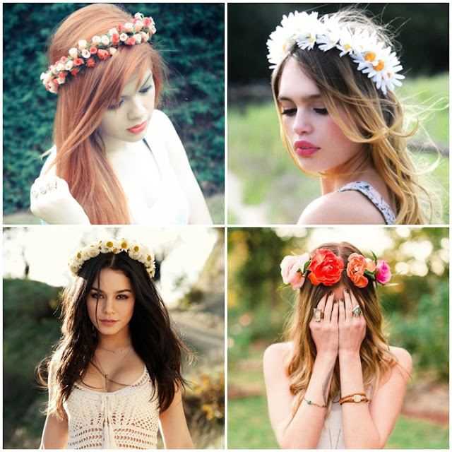 Acessórios para o cabelo; tiara de flores tumblr