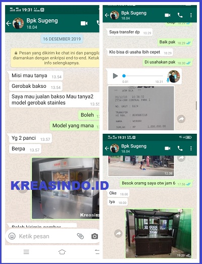 Gerobak Bakso Dua Tungku Coklat pesanan Bpk Sugeng di Pasar Kemis Tangerang