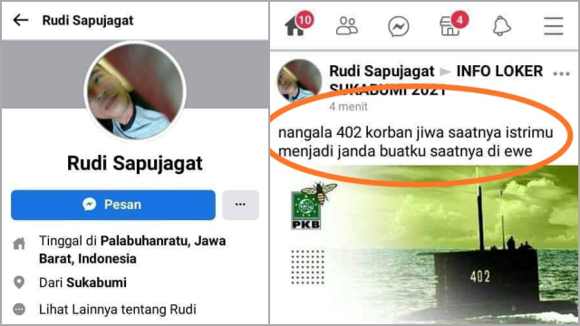 Tak Kapok, Masih Ada Netizen yang Menghina Tragedi KRI Nanggala 402, Kini Warga Sukabumi