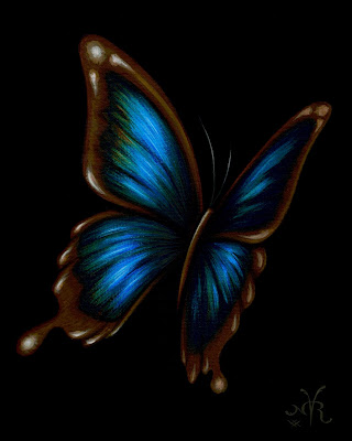 Blue Morppho Butterfly Acrylic Painting by Natalie VonRaven