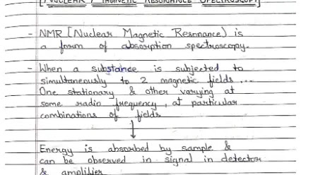 NMR spectroscopy Handeritten notes PDF | PPT