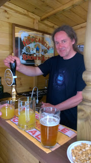Home-made bar - me pulling pints