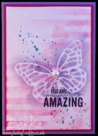 Stenciled Butterfly Painted Petals You're Amazingly Amazing Card - Check this blog for lots of great ideas