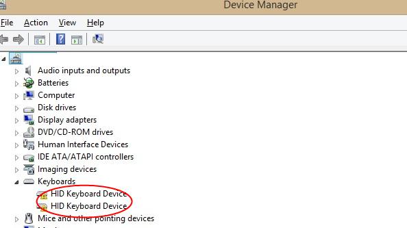 Device Manager no keyboard