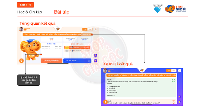 Tổng quan kết quả Bài tập từ lớp 1 - lớp 6