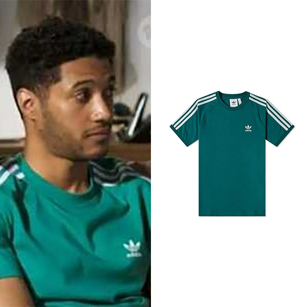 Levi Canning wearing Adidas T-Shirt in TV show on January 20, 2021