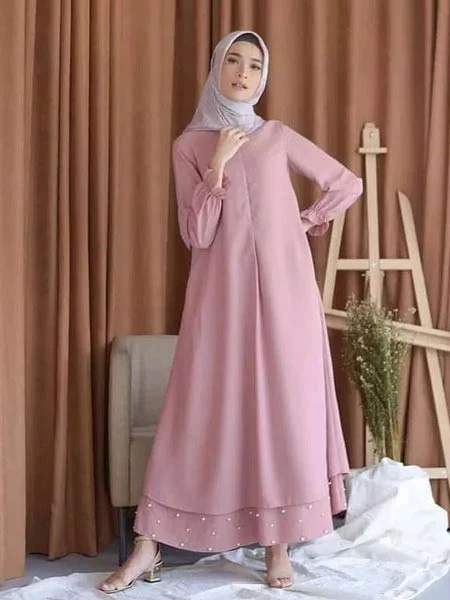 40 Model Baju Gamis Modern Dan Kekinian Update Hai Gadis - Contoh model baju gamis