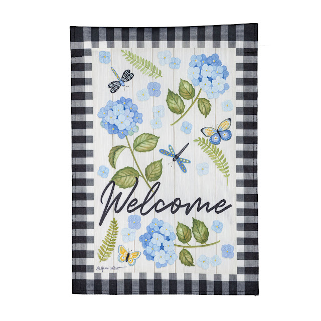 Dragonfly + Hydrangea Garden Flag | New Garden Flags for 2022 | LaBelle Cape Cod