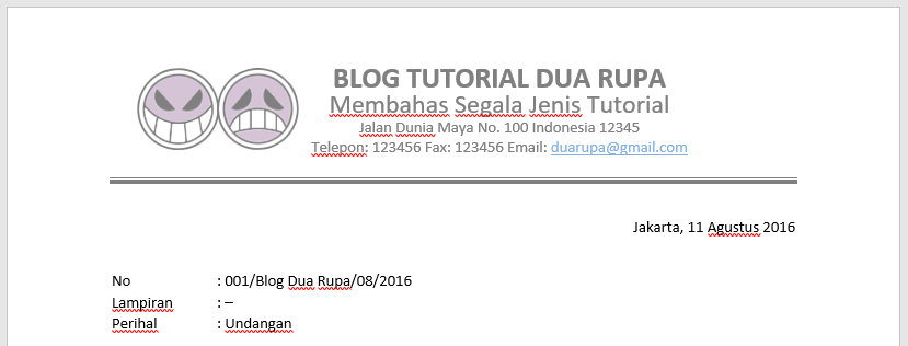 Cara Praktis Membuat Kop Surat Sederhana di MS Word Cara Praktis Membuat Kop Surat di MS Word