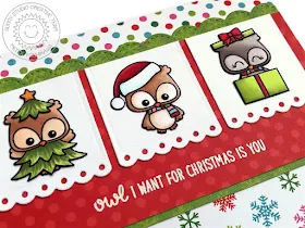 Sunny Studio Stamps: Happy Owlidays Owl I Want For Christmas is You holiday card by Mendi Yoshikawa