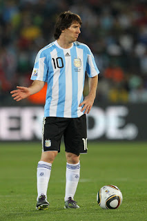  Lionel Messi of Argentina's national football team  during 2010 FIFA World Cup South Africa Group B, Match between Argentina and Nigeria at Ellis Park Stadium on June 12 in Johannesburg, South Africa.