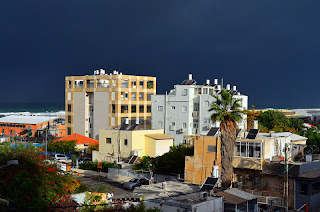 dark stormy sky in tel aviv israel