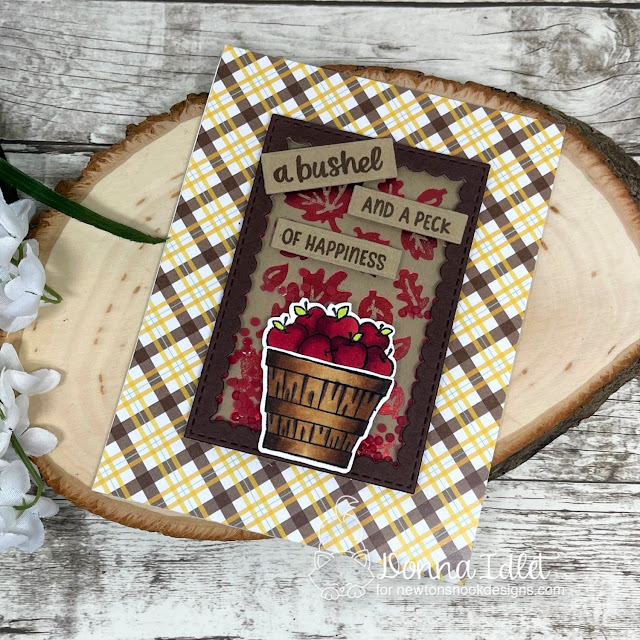 Bushel and a Peck Fall card by Donna Idlet | Fall Harvest Stamp Set, Framework Die Set, Banner Duo Die Set and Fall Leaves Hot Foil Plate by Newton's Nook Designs