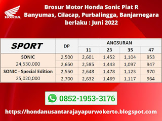 Brosur Motor Honda Sonic Plat R Juni 2022