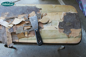 removing damaged veneer simple stencilled side table makeover before and after 