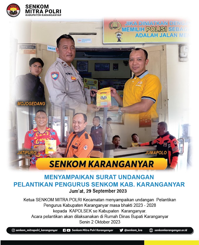 Ketua SENKOM MITRA POLRI Kecamatan menyampaikan undangan  Pelantikan Pengurus Kabupaten Karanganyar