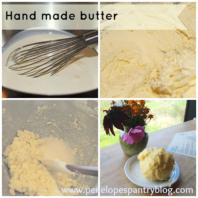 Hand made butter at River Cottage - a photo collage