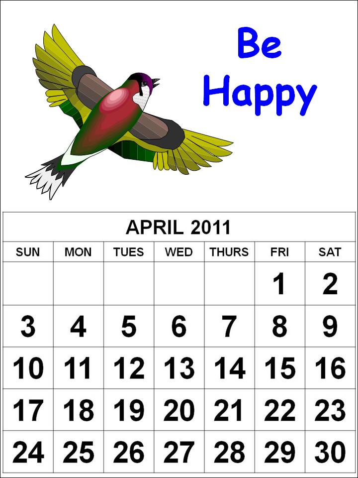 calendars 2011 april. PRINTABLE CALENDAR 2011 APRIL