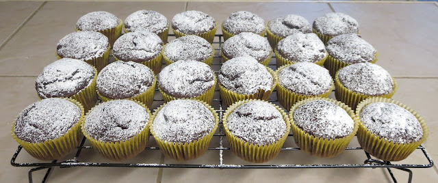 Powdered Sugar Topped Chocolate Cupcakes
