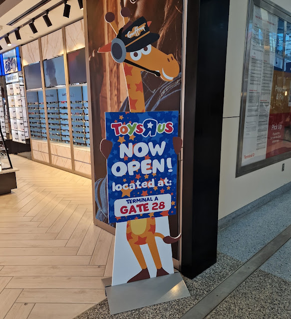 Toys R Us Sign at Dallas Fort Worth International Airport in Texas, March 2024