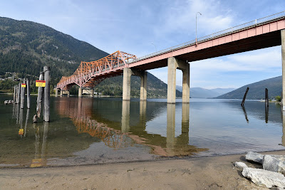 Nelson iconic organge bridge BC Canada.