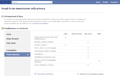 impostazioni privacy