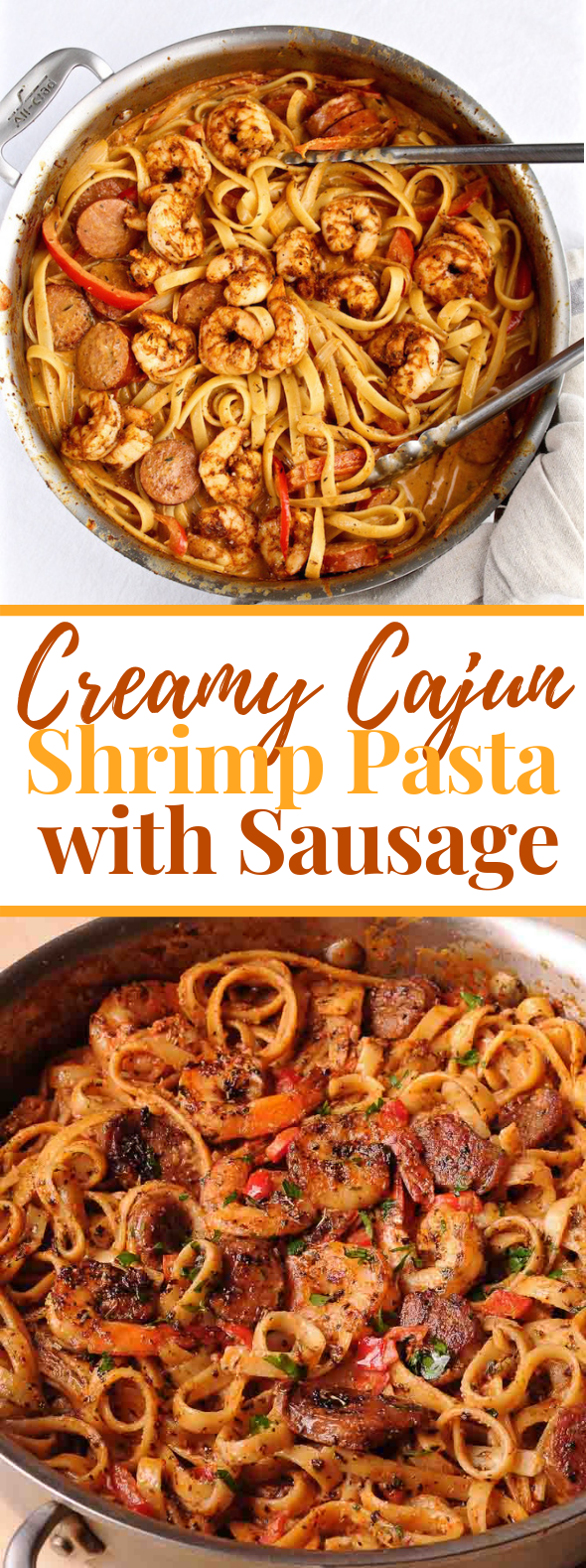 Creamy Cajun Shrimp Pasta with Sausage #dinner #simple