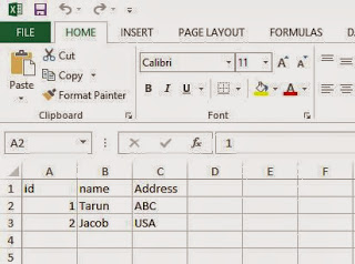 Data Inserted into excel file in asp.net