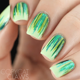 Green Waterfall Nail Art