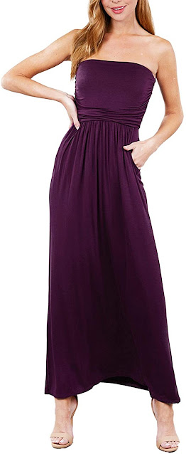 Good Quality Purple Strapless Maxi Dress