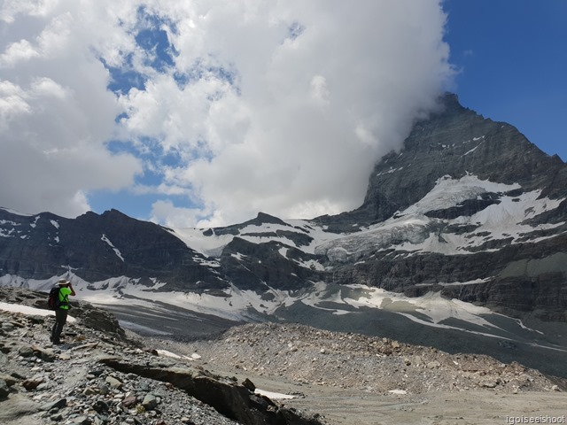  Landscape of rock and scree sculpted by the former glacier. Hike the Matterhorn Glacier Trail from Trockener Steg to Schwarzsee