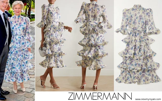 Princess Marie Astrid wore ZIMMERMANN Tama Belted Ruffled Tiered Linen And Silk-blend Midi Dress