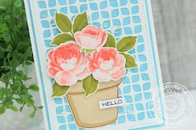 Sunny Studio Stamps: Potted Rose Frilly Frame Dies Everything's Rosy Everyday Card by Juliana Michaels
