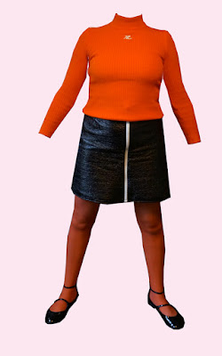 A-line mod mini skirt based on Maudella 5626 pattern  , with huge front zipper instead back zipper vintage jupe trapeze vinyl craquelé courrèges annees 60 70 1960 1970 