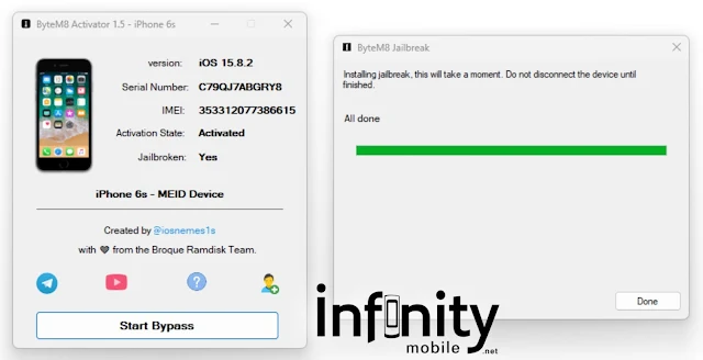 Download iOS FREE ByteM8 Activator For Untethered Bypass 2024 Update V1.5 infinity Mobile ikben abdelouahid