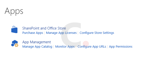 Sharepoint Central Administration - Apps