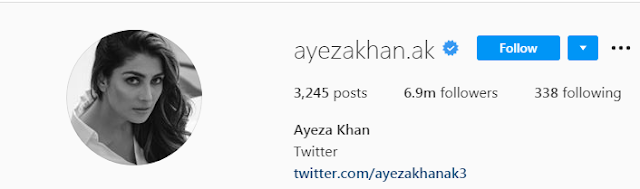 Ayeza Khan followers on Instagram