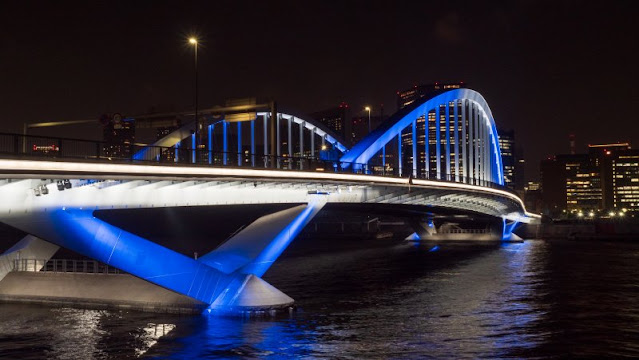 築地大橋の夜景を存分に堪能する,Fully enjoy the night view of Tsukiji Bridge,充分欣赏东京筑地大桥的夜景