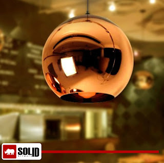 Copper round mirror pendant lamp