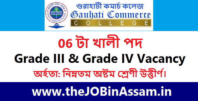 Gauhati Commerce College Recruitment 2023: 06 Grade-III & Grade-IV Vacancy