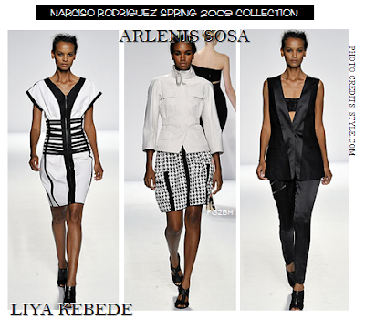 Narciso Rodriguez Spring 2009 Liya Kebede Ethiopian model and Arlenis 