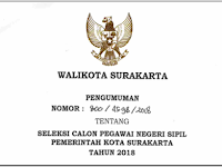 Rincian Formasi CPNS Kota Surakarta Tahun Anggaran 2018