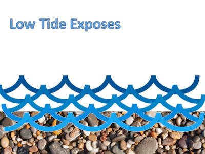 Picture depicts how low tide exposes things beneath