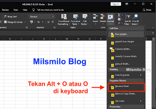 Cara rename sheet / mengganti nama sheet di Excel, merubah nama sheet di excel, membuat dan memberi nama sheet di Excel dengan cepat menggunakan keyboard