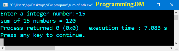 Program in C and C++ to find sum of nth numbers Using goto statement 