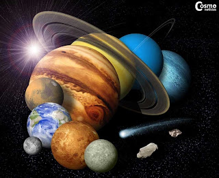 Imagen compuesta de los objetos del Sistema Solar
