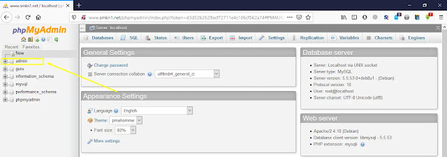 sukses install phpmyadmin